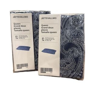 Ikea JÄTTEVALLMO Queen Size Pillow Case Paisley Design 2 Pack New